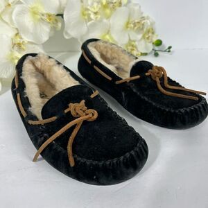 Black Moccasin Slippers